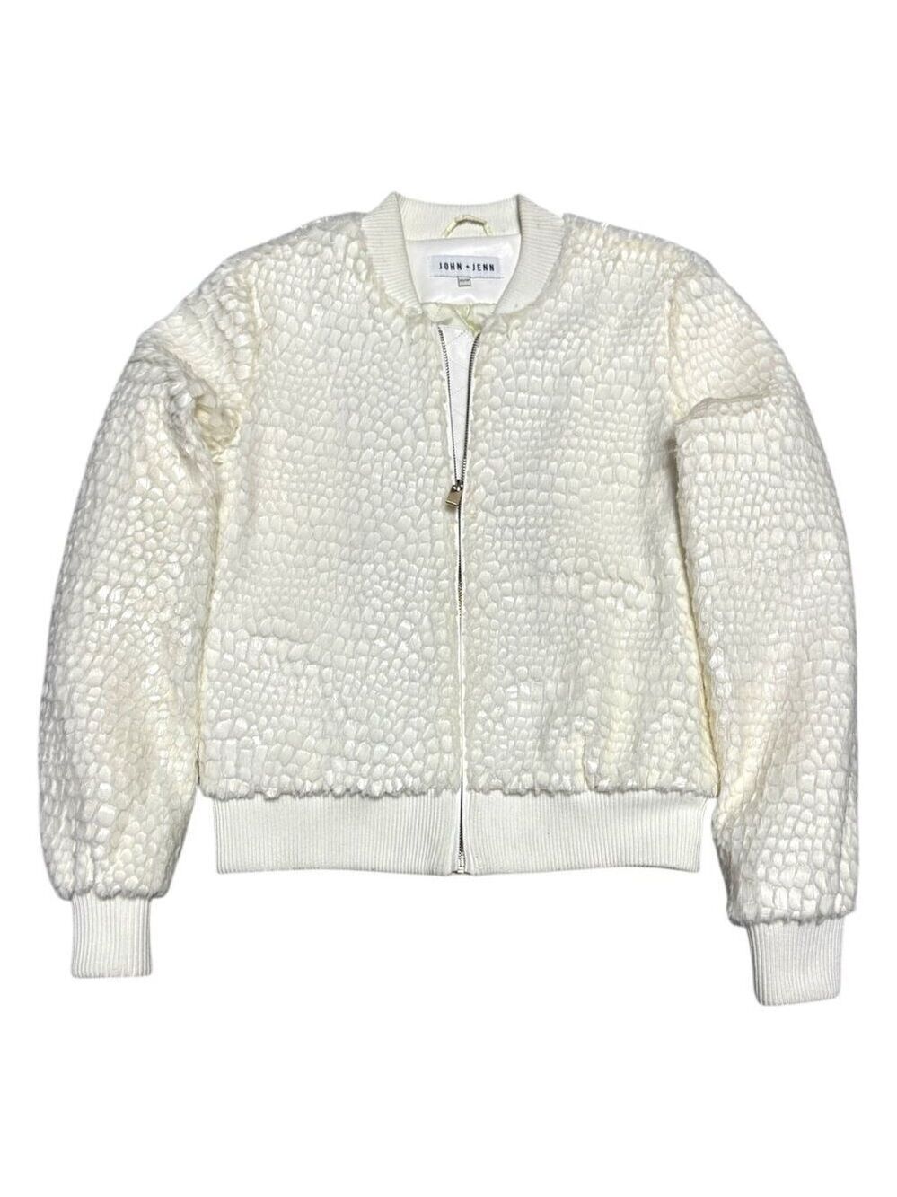 JOHN + JENN Faux Fur Scaled Luxury Designer Bomber Jacket Womens XS